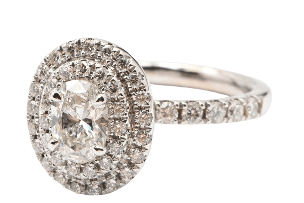 Ladies 18ct White Gold Oval Brilliant Cut Diamond Cluster Ring With Grain Set V Galllery 1.45ct TDW L 1/2 With Valuation (MR)