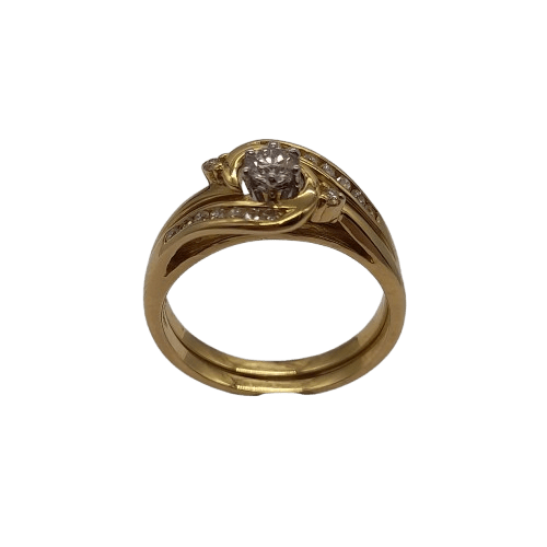 Ladies 18ct Yellow & White Gold 17 Stone Diamonds 2 Ring Set 0.40ct TDW O 7 1/2 With Valuation