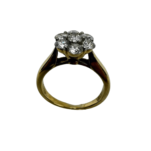 Ladies 9ct Yellow Gold Lab Diamond Cluster Enagagement Ring Size M