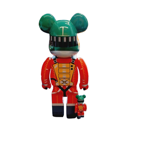Bearbrick x 2001: A Space Odyssey Space Suit Green Helmet Orange Suit 100% & 400%
