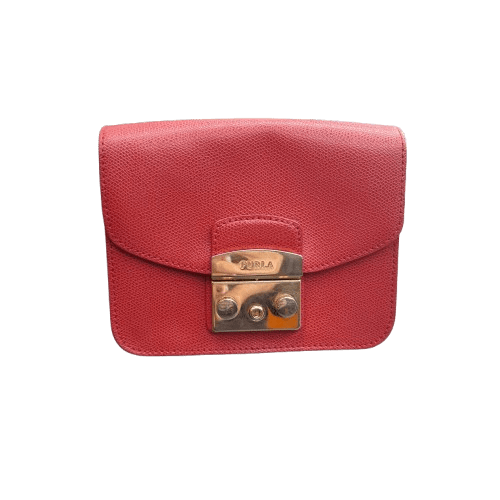 Furla Red Leather Handbag With Chain Strap (LN)