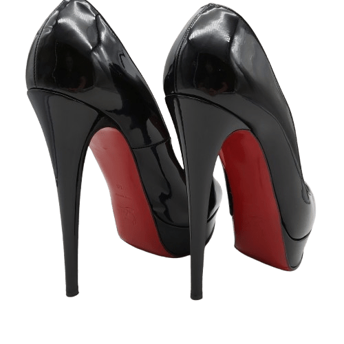 Ladies Christian Louboutin Lady Peep 150 Patent Heels Red Bottoms With Box And Dust Bag – Size 40
