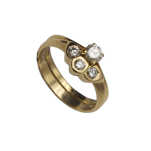 Ladies 18ct Yellow Gold Round Brilliant Cut Diamond Ring, Curved Scallop Shape Setting, 0.39ct TDW, Size J – With Valuation