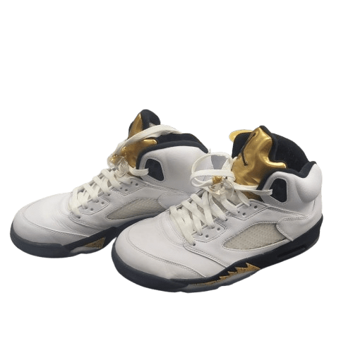 Men’s Nike Air Jordan 5 Retro, Size US10.5/UK9.5/EUR44.5, White & Gold, Very Good Condition, With Box