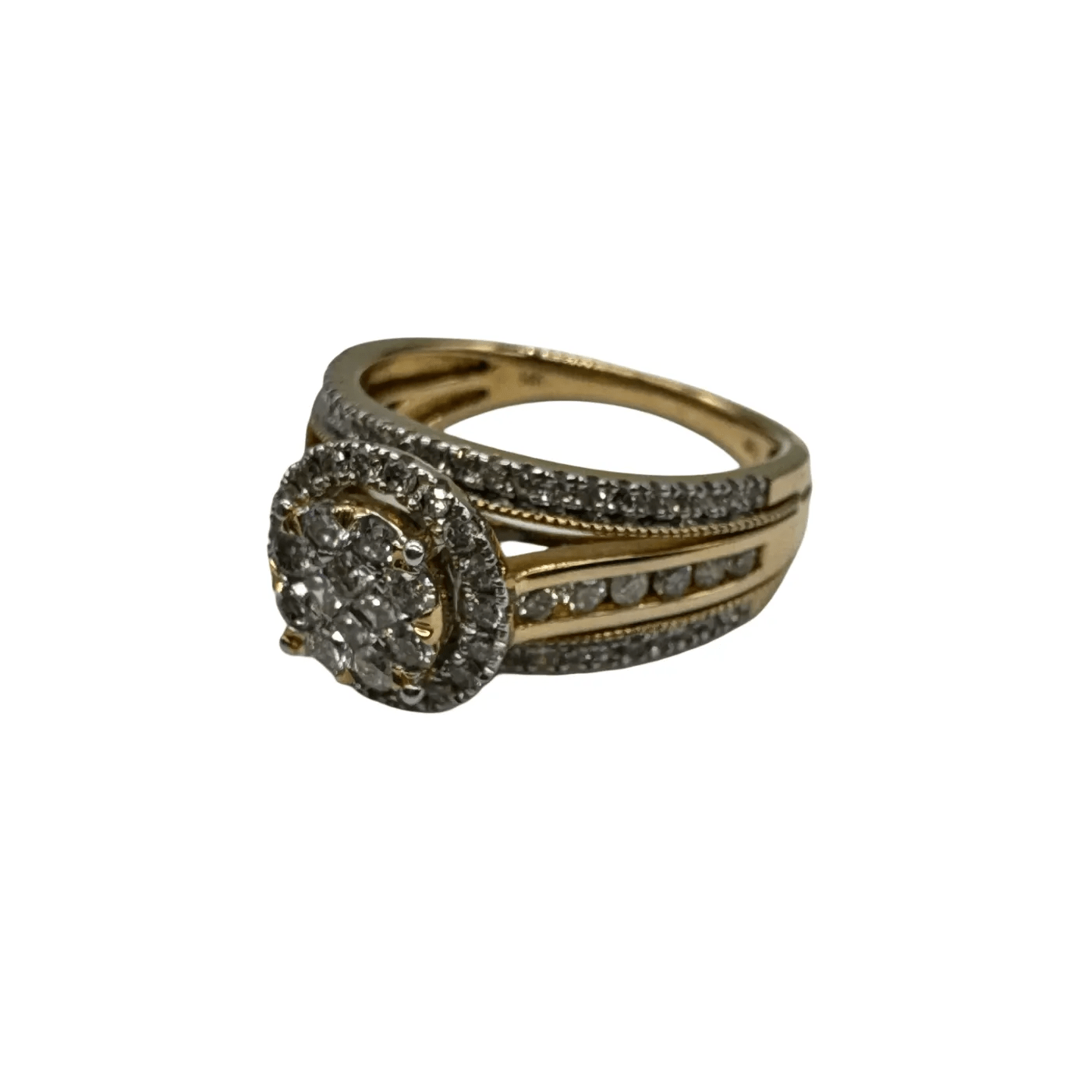 Ladies 14ct Yellow Gold 89 Stone Diamond Cluster Ring 1.00ct TDW O 7 1/2 With Valuation (WR 1266617)