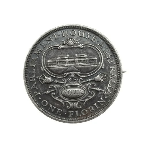 Australian 1927 Silver Florin Coin – Attached to Pin