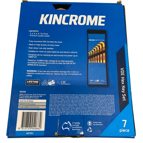 Kincrome K5250 VDE Hex Key Set (NG1347057)