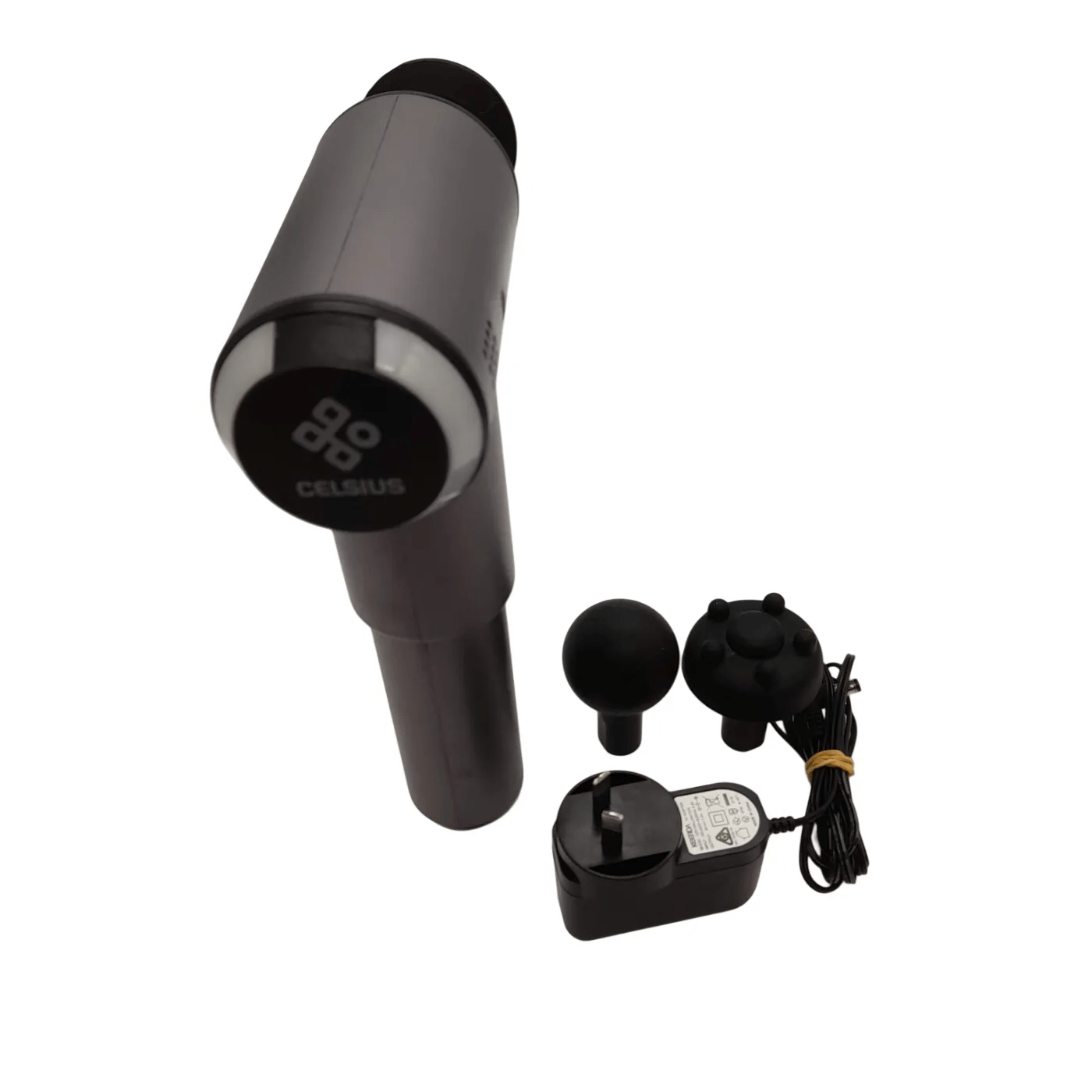 Celsius Massage Gun Percussion Gun Grey/Black + Charger + Attachments (WR 1353290)