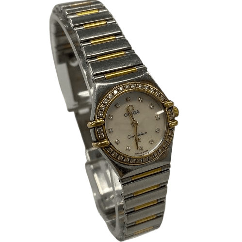 Ladies Gold and Silver Stainless Steel Genuine Omega Watch with Diamond Detailing . – SMALL