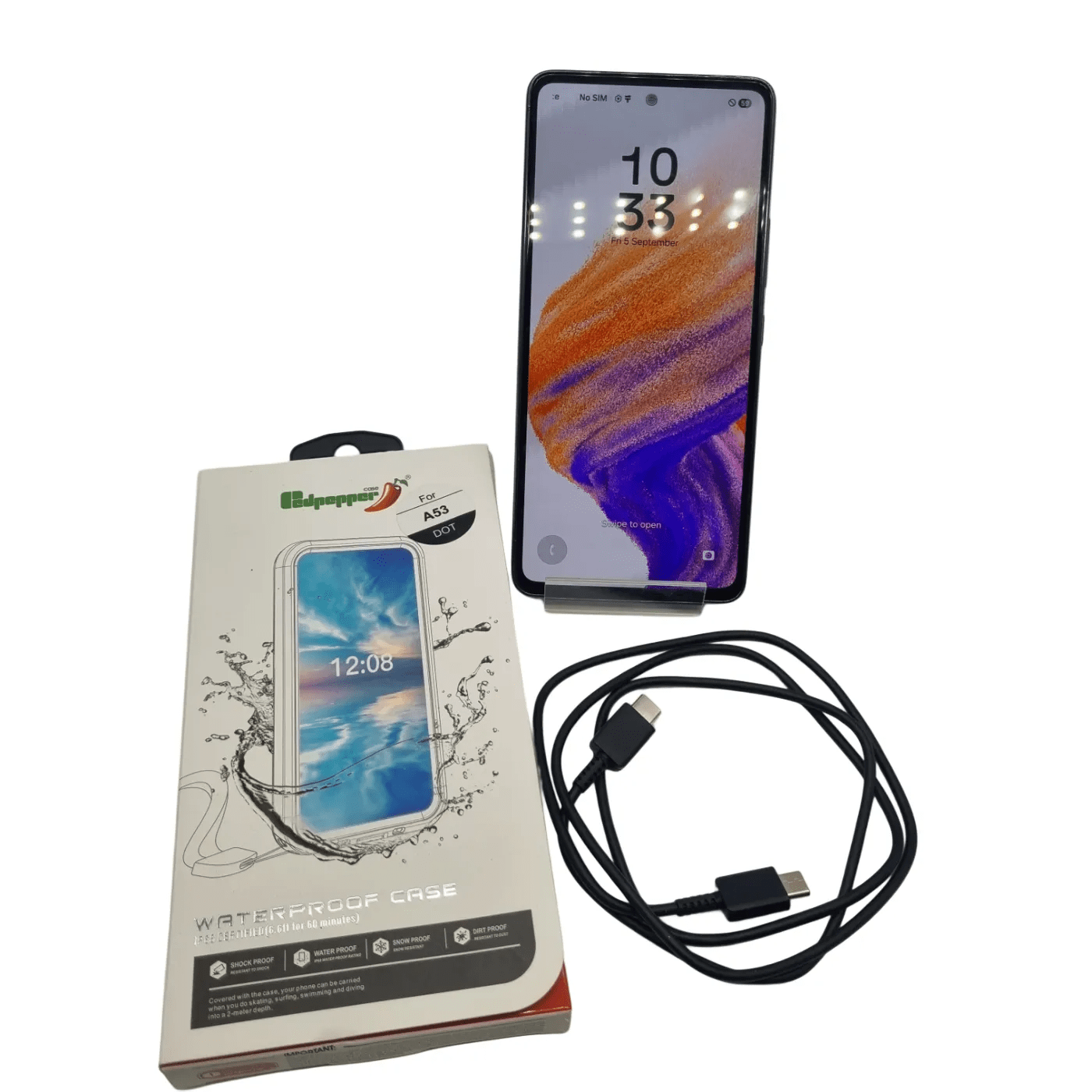 Samsung Galaxy A53 5G Mobile Phone 128GB Black SM-A536E + Case & Charger (WR 1356682)