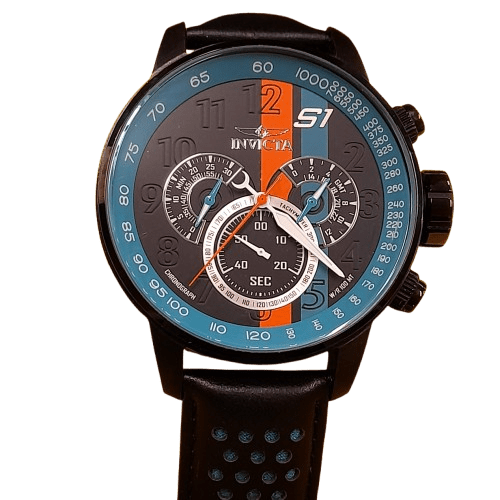Invicta S1 Rally Chronograph GMT Quartz Black Blue Orange Dial Men’s Watch ( GE )