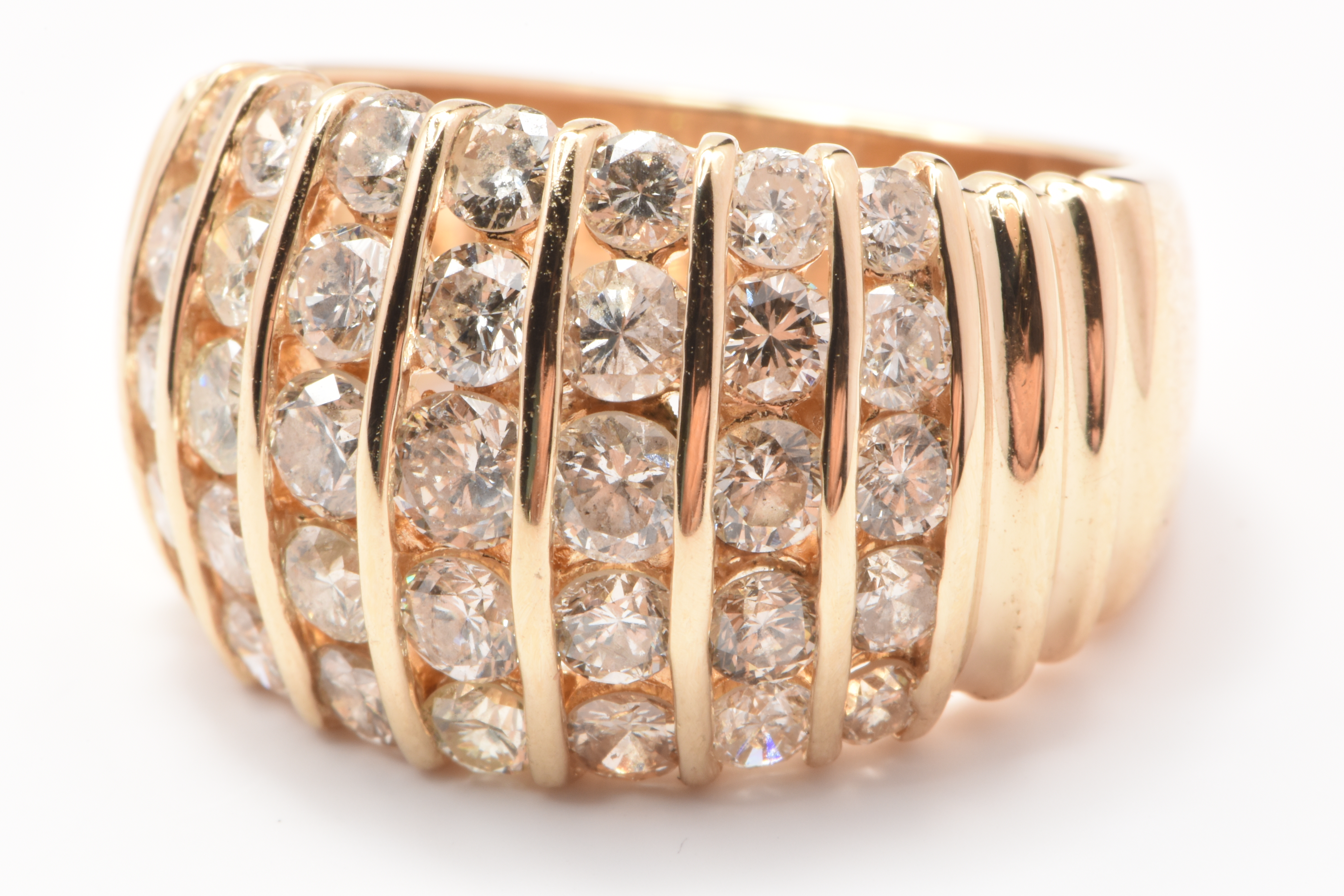 Ladies 14ct Yellow Gold 35 Stone Diamond Ring 2.20ct TDW L 6 With Valuation – WL 1320723
