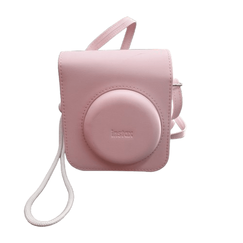 FujiFilm INSTAX mini 12 Instant Camera Clay White With Pink Shoulder Satchel Case