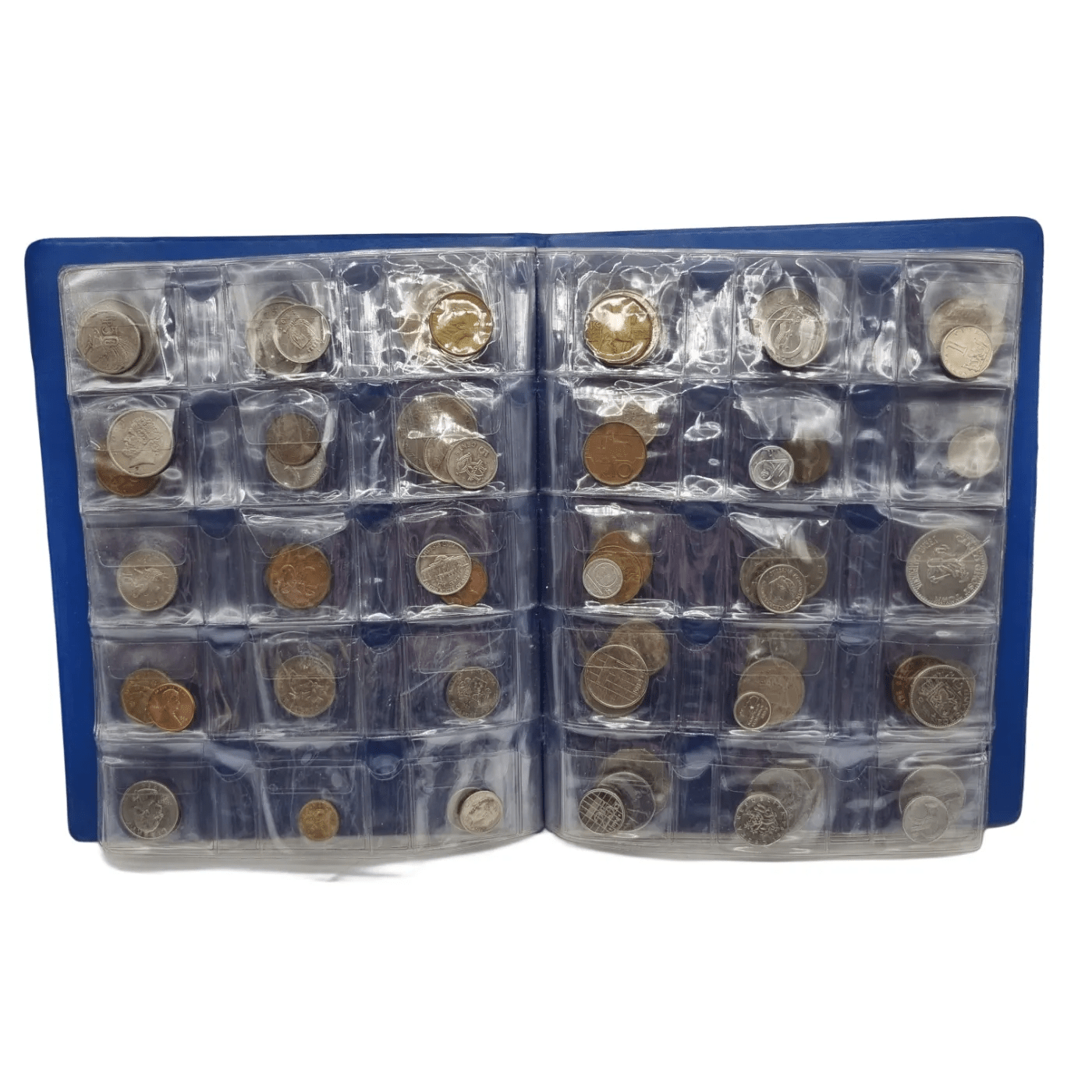 Assorted Worldly Coins In Blue Coin Album (Includes: Cook Islands, US, UK, Nederlands, Indonesia) (WR 1342529)