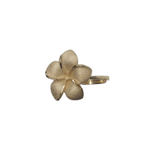 14CT Yellow Gold Round Ring – 2.9g with 14CT Frangipani Design, Size 51
