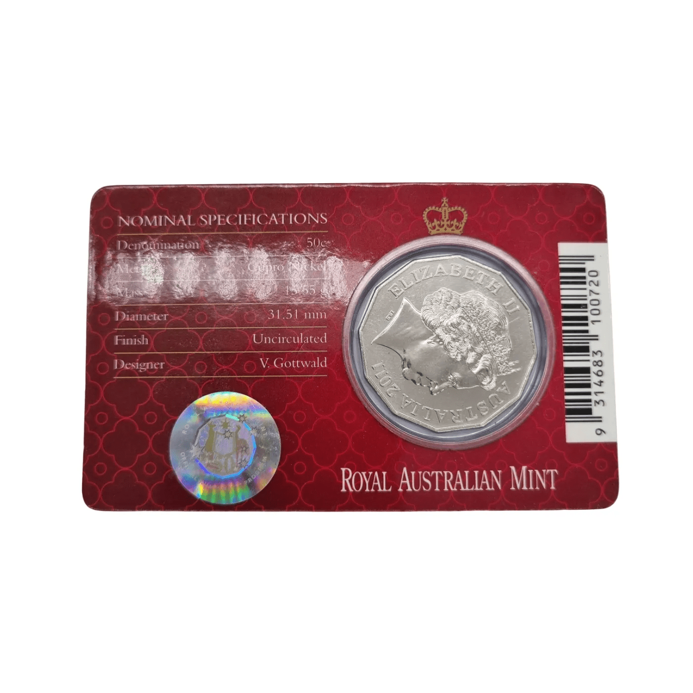 2011 Royal Australian Mint 50 Cent Coin – Royal Wedding Commemorative (WR 1344490)