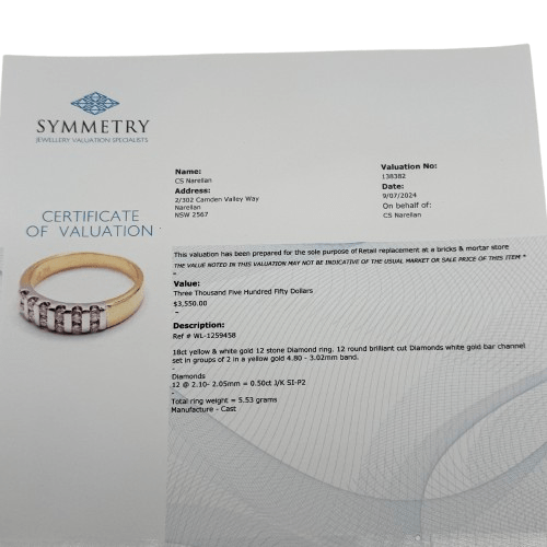 Ladies 18ct Yellow & White Gold 12 Stone Diamond Ring 0.50ct TDW Q 1/2 8 3/4 With Valuation (WR 1259458)