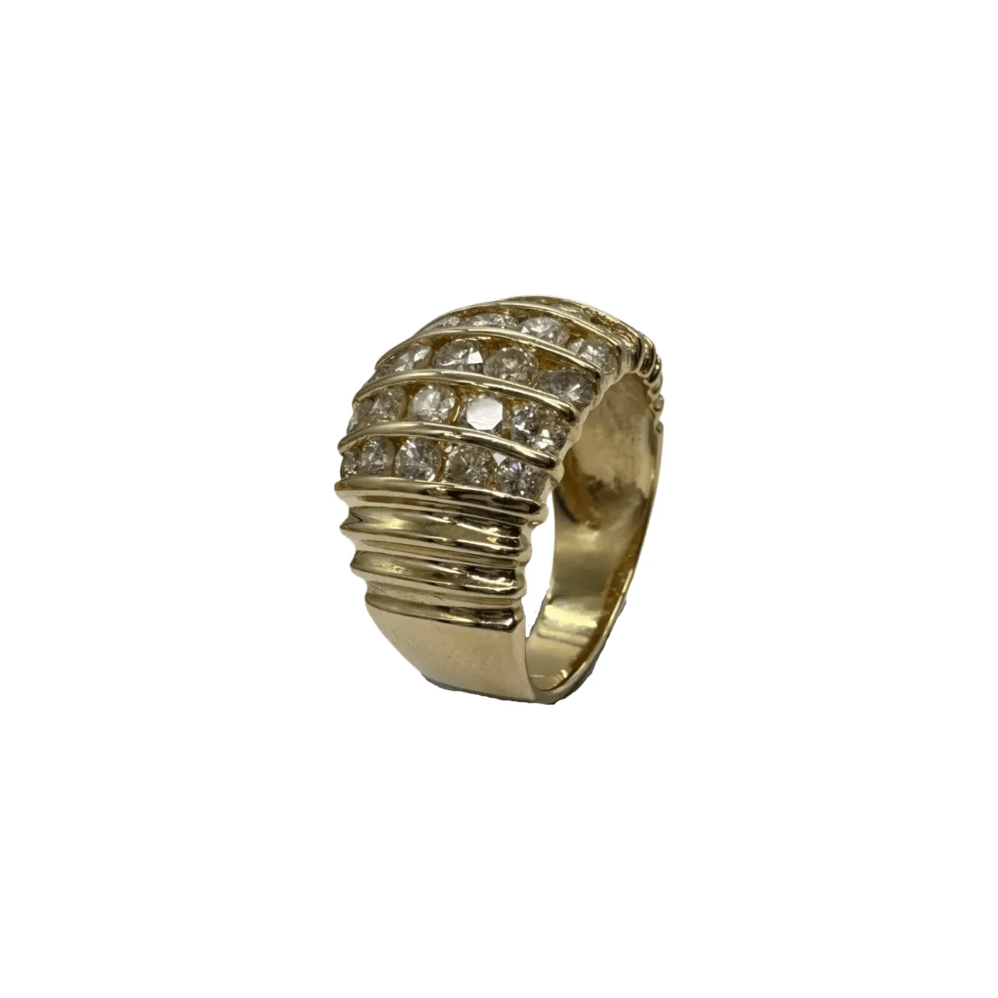 Ladies 14ct Yellow Gold 35 Stone Diamond Ring 2.20ct TDW L 6 With Valuation – WL 1320723