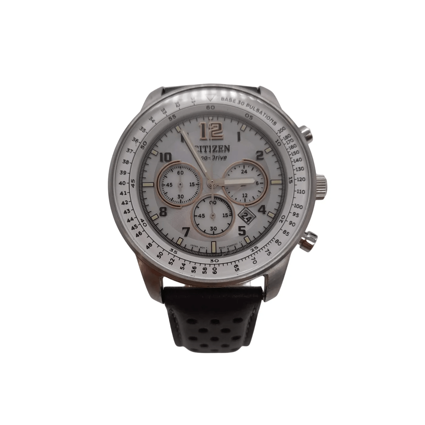 Mens White/Grey Citizen Watch B620-S125847 – Grey Leather Band – WL 1318945