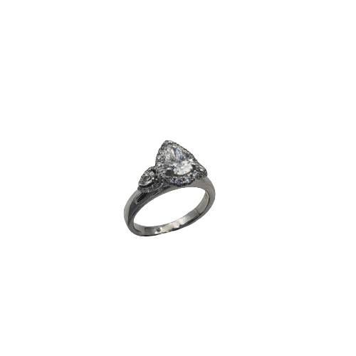 Ladies 18ct White Gold 45 Stone Diamond & Lab Grown Pear Shape F VS2 Size M,53 With Valuation
