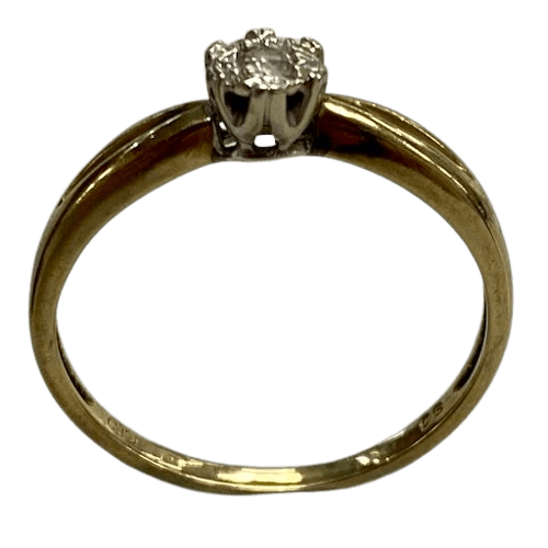 Ladies 9ct Yellow Gold Engagement Style Ring Size 7.5 1.4gms
