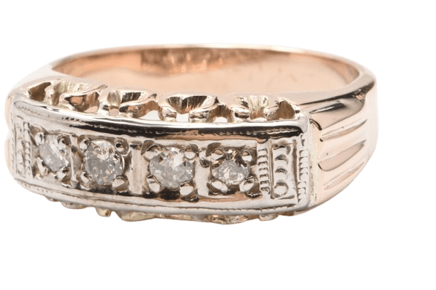 Unisex 9ct Yelllow Gold & Silver Brillaint Cut DIamond Ring 0.16ct TDW P With Valuation (MR)