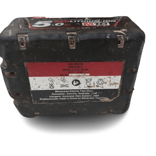 Milwaukee 18v Battery M18 B5, 5.0Ah, Black, Average Condition, Wear + Tear