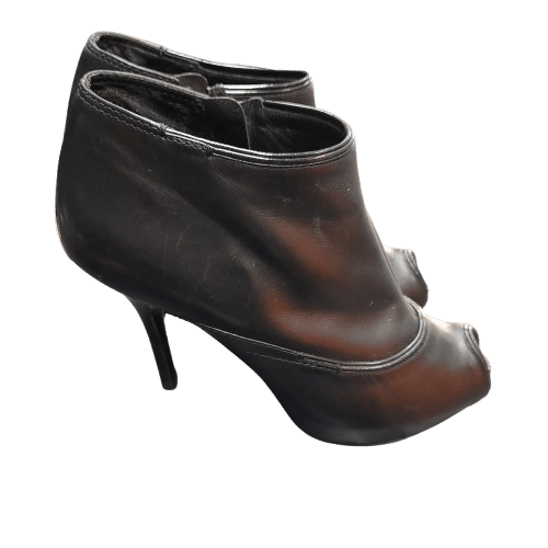 Louis Vuitton BL0141 M Black Leather Open-Toe Heels Size 36 (LN)