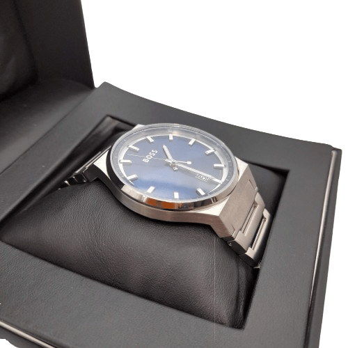 Mens Blue/Silver Boss Watch with Box & Certificate – WL 1335584