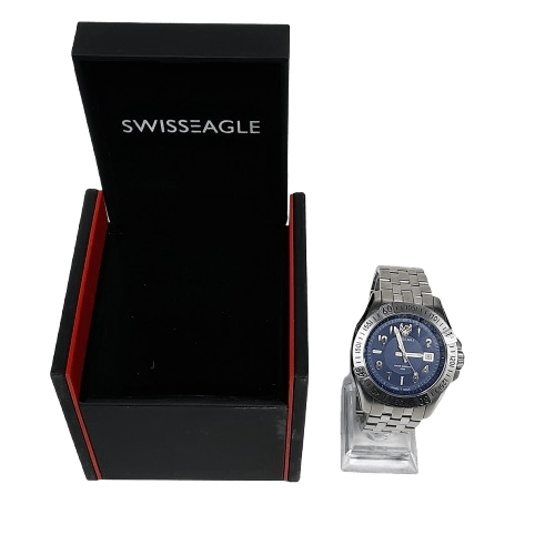 Swiss Eagle SE9021 Altitude Men’s Stainless Steel Watch with Box (MR)