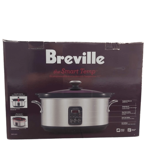 Breville Slow Cooker BSC420, 6L Capacity, Silver, Like New, With Box & Manual