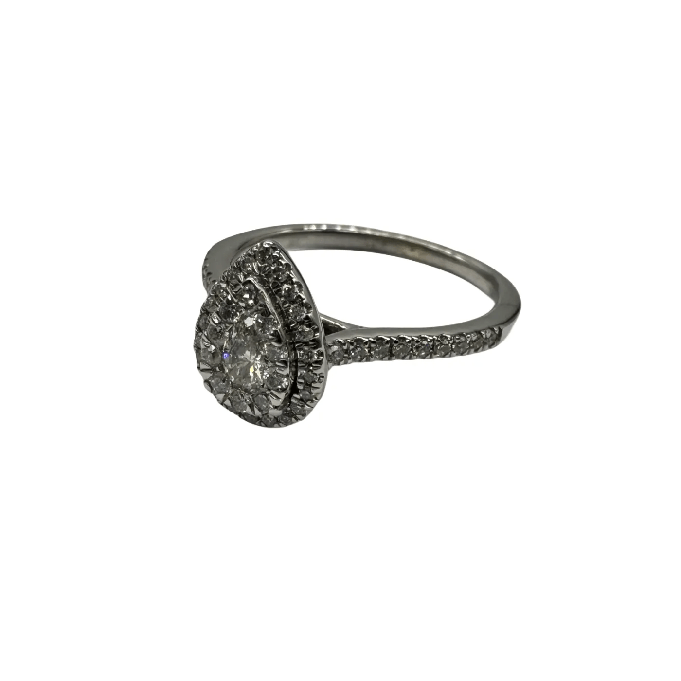 Ladies 9ct White Gold 51 Stone Pear Shaped Diamond Cluster Ring 0.54 TDW N 6/34 with Valuation (WR 1285585)