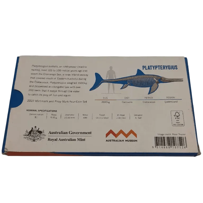 2022 $1 Mintmark and Privy Mark Uncirculated Coin Set Dinosaurs Down Under