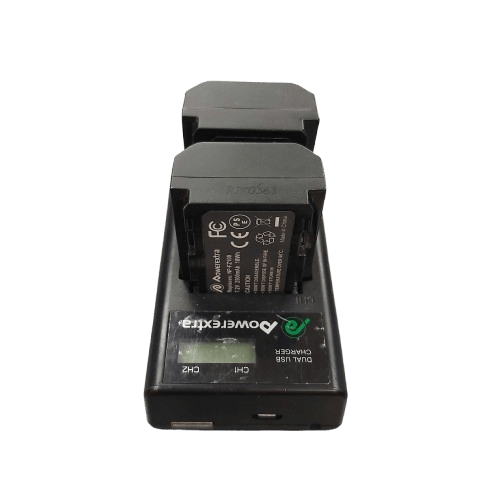 Powerextra Dual Channel Digital Battery Charger DS-FZ100 USB Powered, Excellent Condition, With 2x Replacement Batteries