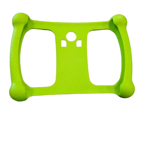 LeapFrog LeapPad Academy Kids Tablet, White, With Green Silicon Cover (Missing Stand), Scratches On Screen, End Of Stylus Worn (GE)