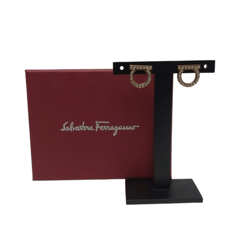 Ferragamo Gold Gancini Earrings with Box and Dust Bag
