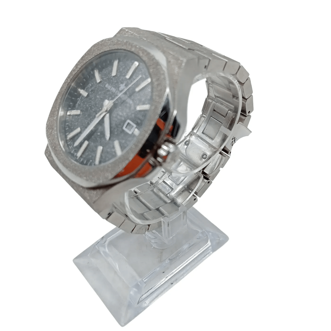 RALPH CHRISTIAN MEN’S WATCH – SILVER STAINLESS STEEL BAND, BLACK CIRCLE FACE (158.3g, 5ATM) (WR)