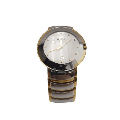 Rado Silver and Gold Watch – Model 129.0533.3, White Face, Metal Band, Box, Extra Links & Warranty Card
