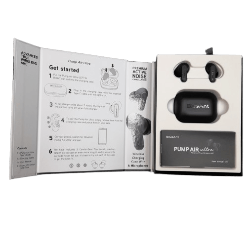 BlueAnt Pump Air Ultra Premium ANC True Wireless Earbuds – Black (JN)