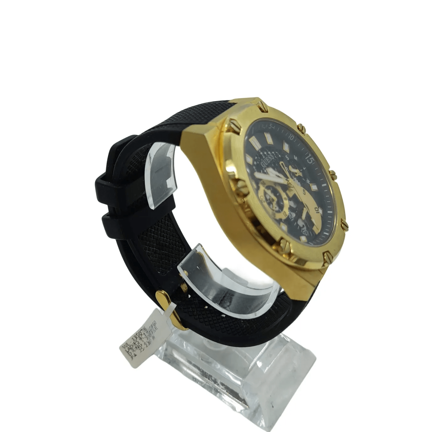 Men’s Black/Gold Guess Watch 106.0gms GW0334G2 Black Plastic Band Analogue Round  (WL 1353292)