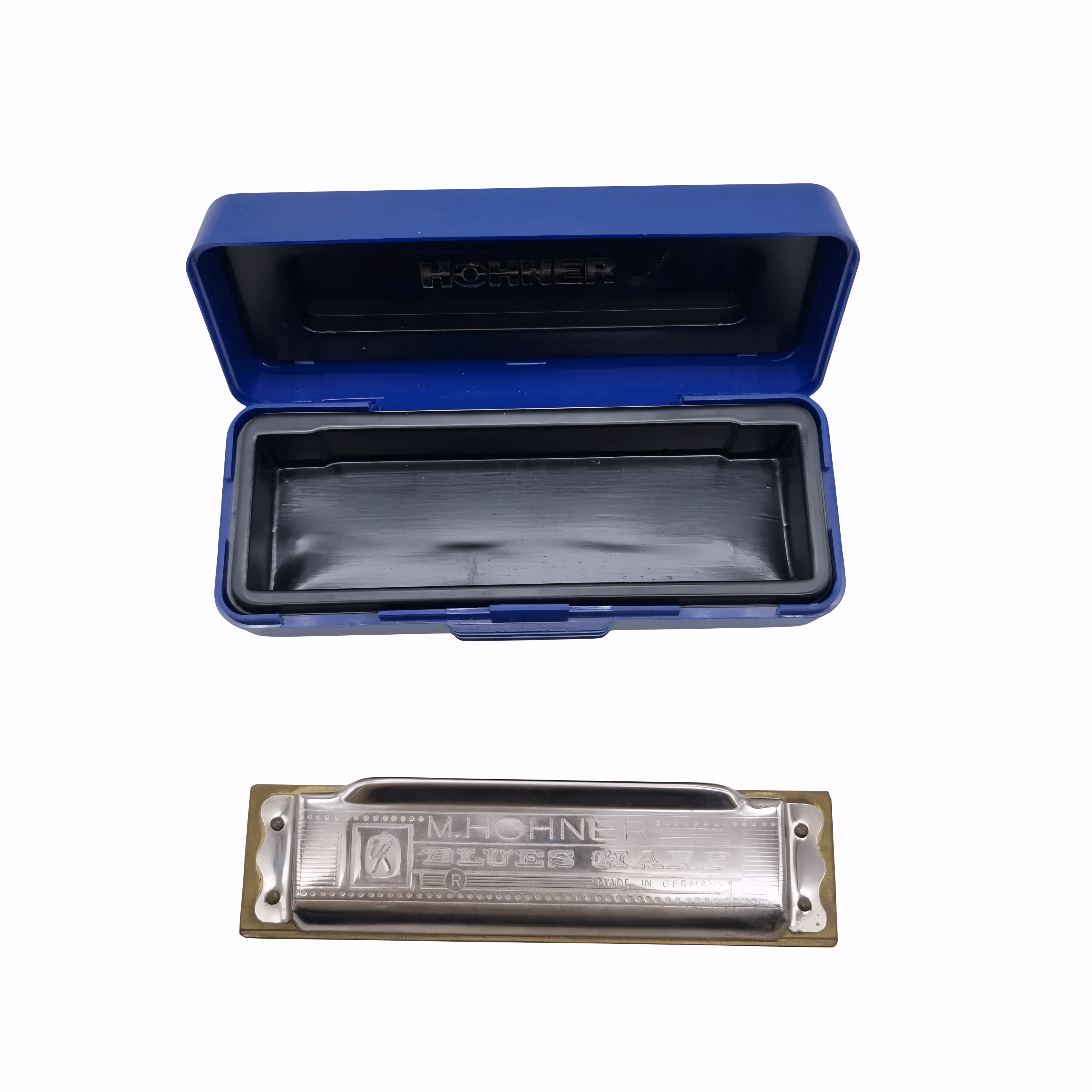 Hohner Blues Harp Harmonica in E – Silver Finish with Blue Protective Case (WR 1324446)