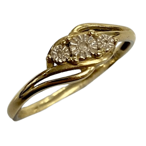 Ladies 9ct Yellow Gold Accent Ring. 1.5GMS Size 8.5