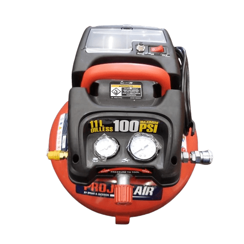 Project Air Air Compressor Kit, TA-COMP110, Red, With Box, Hose, Staple Gun, Pressure Gauge, Manual, Connectors (NA 1342187)
