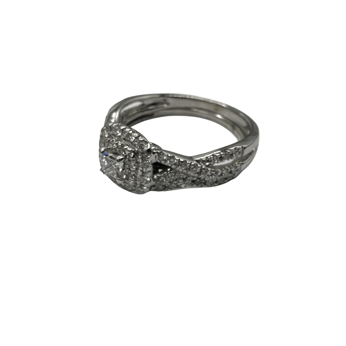 Ladies 14ct White Gold 71 Stone Diamond 2 Ring Set with Princess Cut Diamond Centre Stone 0.60ct TDW N 6 3/4 With Valuation (WR 1284962)