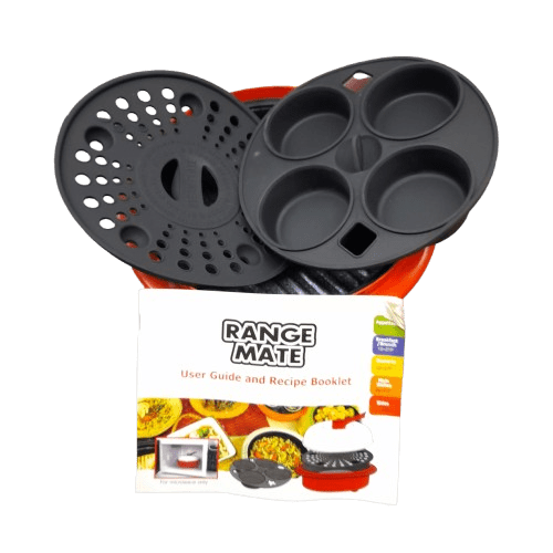 Rangemate Quart Nonstick 4-piece Pan Set for Microwave Cooking, Red