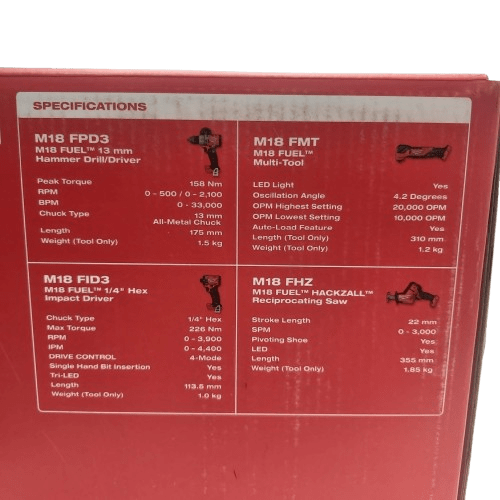 Milwaukee M18 M18FPP4Q3502B FUEL 4 PIECE POWER PACK (NA 1354459)