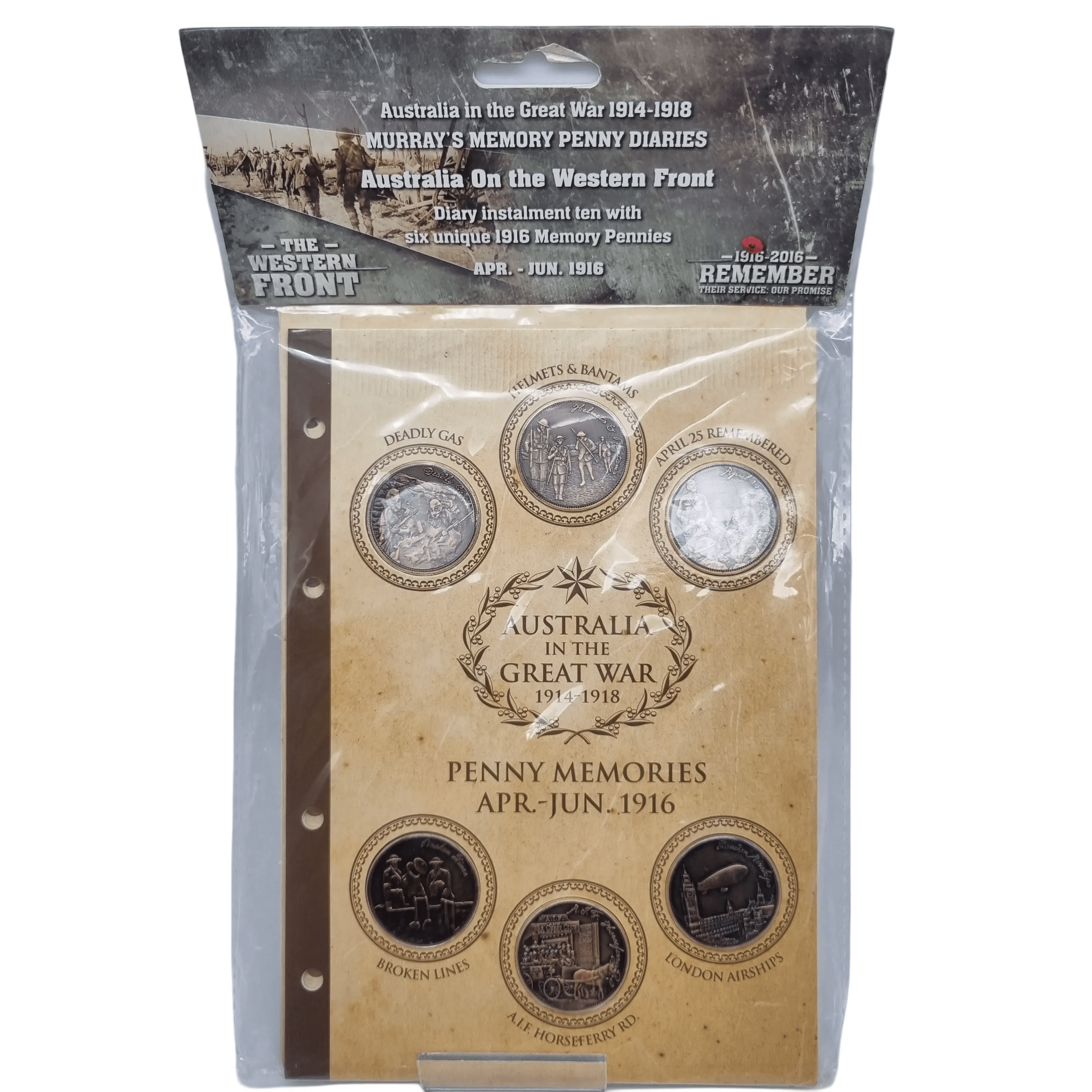The Western Front – Australia In The Great War; Penny Memories Jan-March 2016 Six Penny Coin Set With Diary Pages