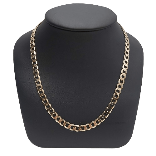 9ct Yellow Gold Curb Necklace – 37.62g, 55cm, Stamped 375