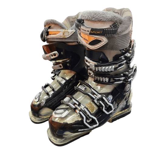 Custom Fit Ski Boots Black And Clear Size 24 With Orange Ski Market Racing Equipment