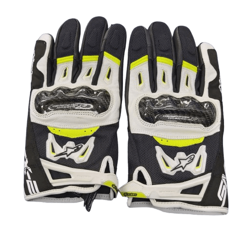 Men’s Alpinestars Motorcycle SMX 2 Air Carbon V2 Gloves, Size EUR 3XL White/Black, Very Good Condition